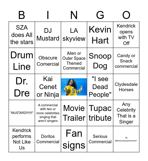 SZA Card Bingo Card