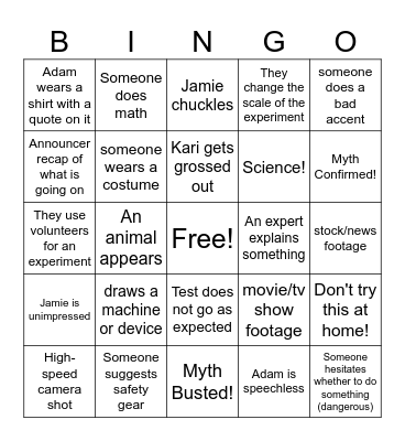 Mythbusters BINGO 1.2 Bingo Card