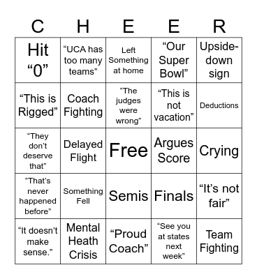 Cheer Bingo Card
