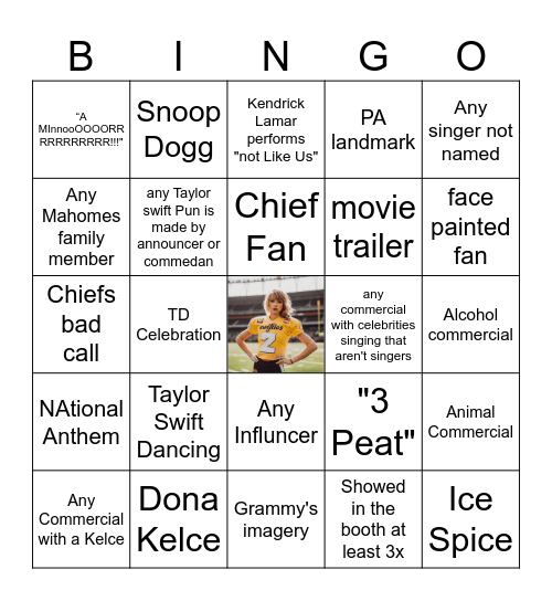 Taylor Swift Card Bingo Card