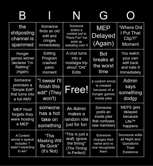 Editor Society BINGO Card