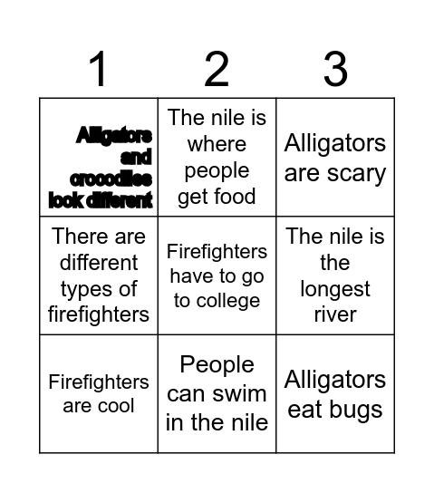 Main idea bingo Card