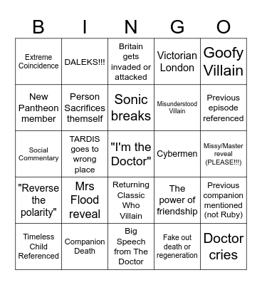 Doctor Who Season 2 Bingo Card