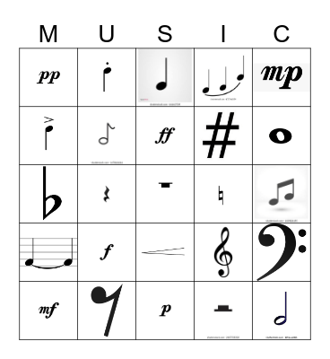 Musical Bingo Card