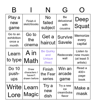 year Bingo Card