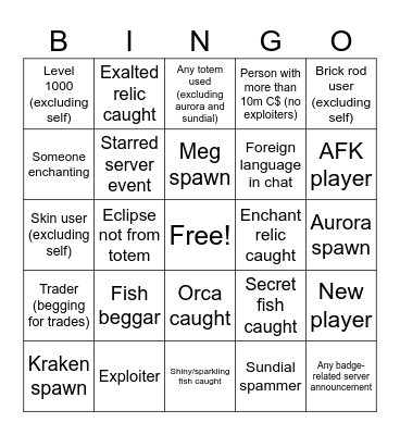 Fisch Bingo Card
