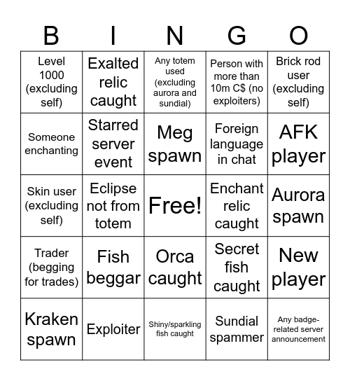 Fisch Bingo Card