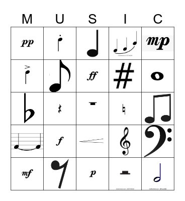 Musical Bingo Card