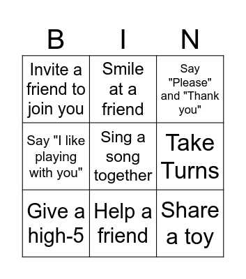 My Friends and I Bingo Card