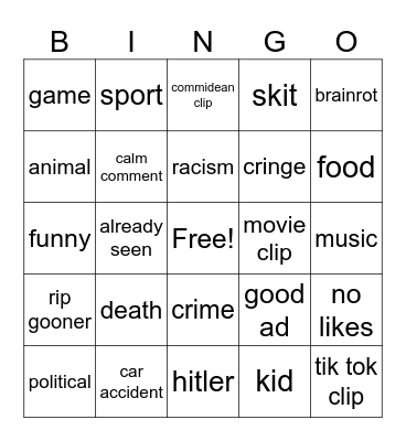 insta reels Bingo Card
