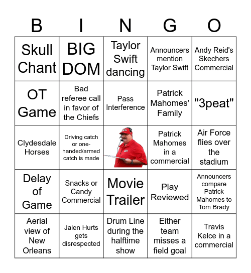 Andy Reid Card Bingo Card