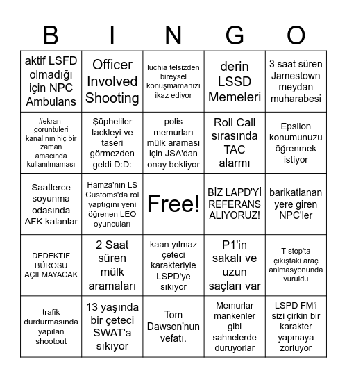 AETIX LSPDAMK Bingo Card