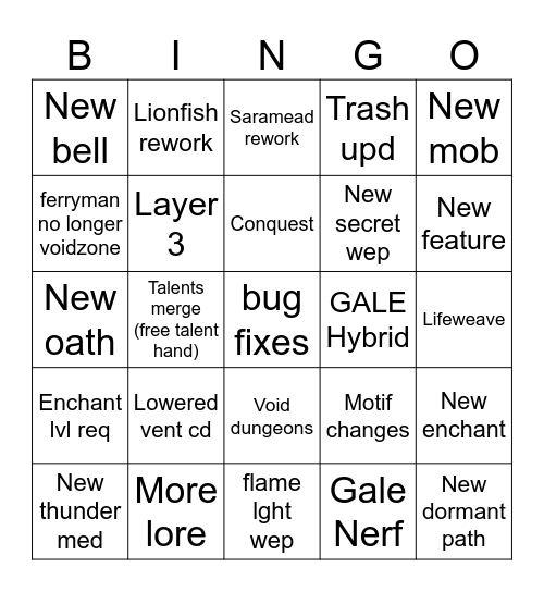 UPDATE Bingo Card