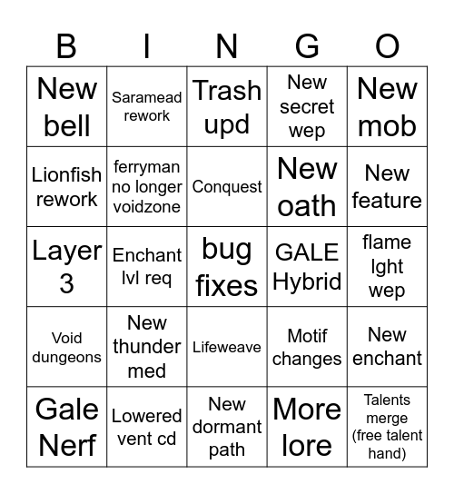 UPDATE 222 Bingo Card