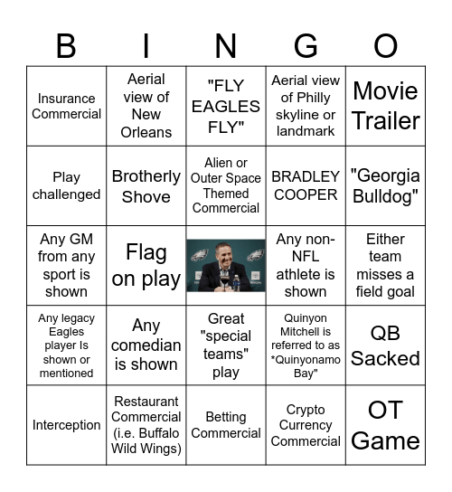 Howie Roseman Card Bingo Card