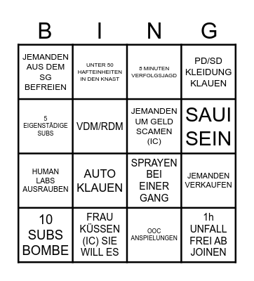 BINGO SAMSTAG Bingo Card