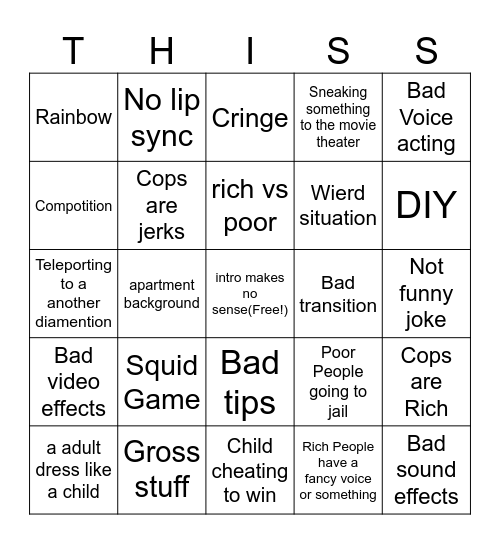 Gotcha BINGO Card