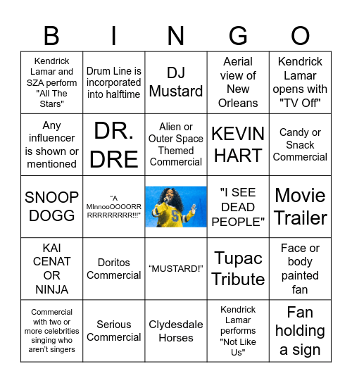 SZA Card Bingo Card