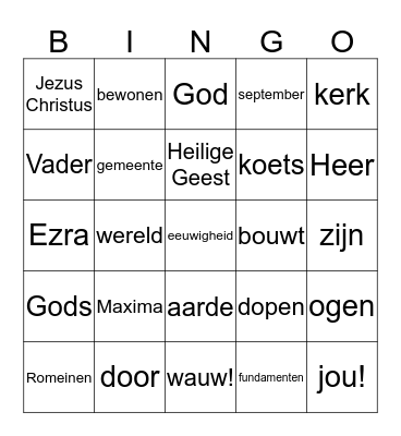 BOUW MIJN KERK BINGO Card