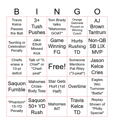 SUPER BOWL LIX Bingo Card