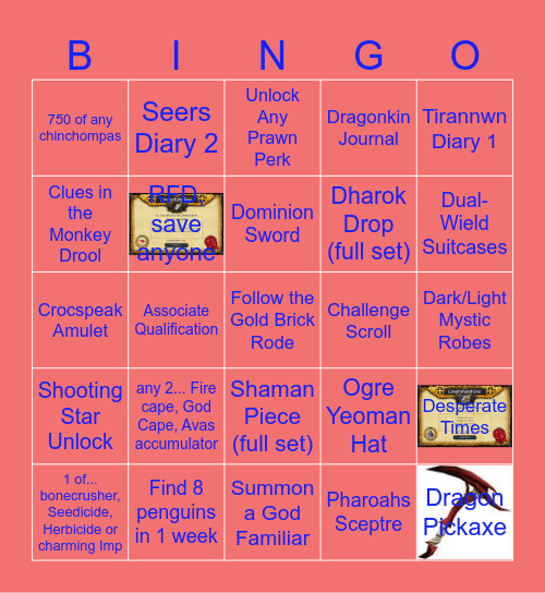 Runescape 3 Grid Reaper Bingo Card