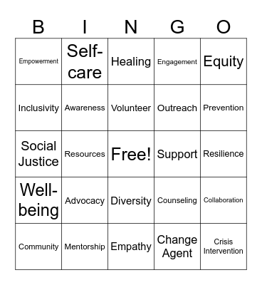 Social work Month 2025 Bingo Card