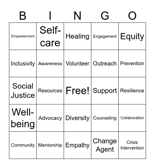 Social work Month 2025 Bingo Card