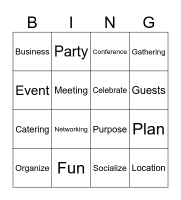 Entertainment Vocabulary Bingo Card