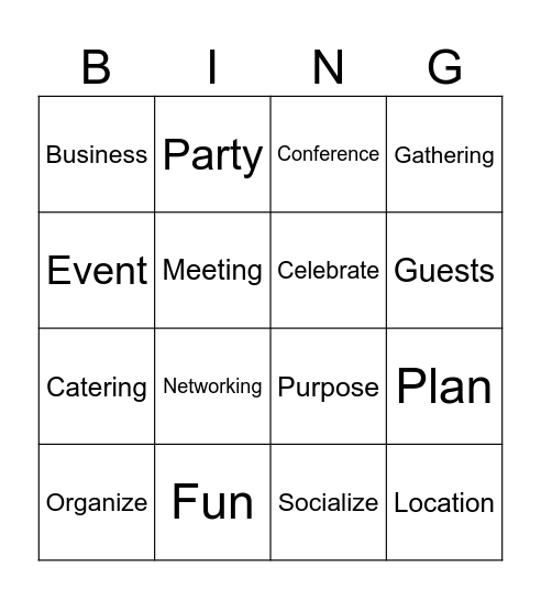 Entertainment Vocabulary Bingo Card