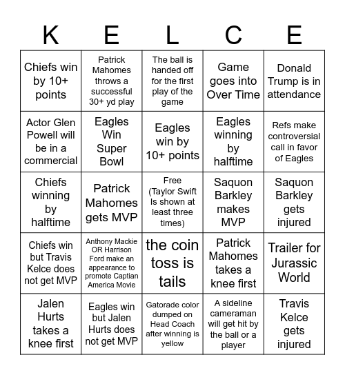 Super Bowl 59 BINGO X OR + (Text 352 552 -0249 with a picture of the winning card as soon as you win!) Bingo Card