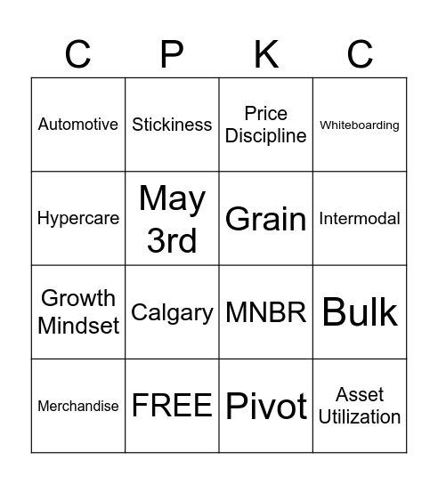 Brooks' Bingo Card