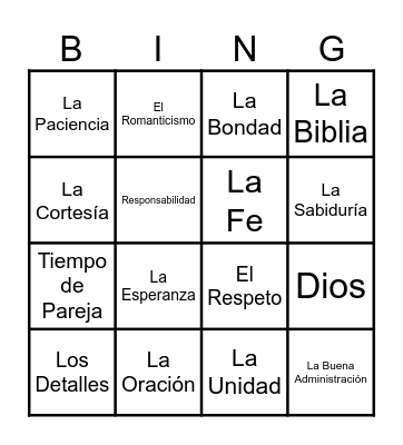 Amigos del Matrimonio Bingo Card
