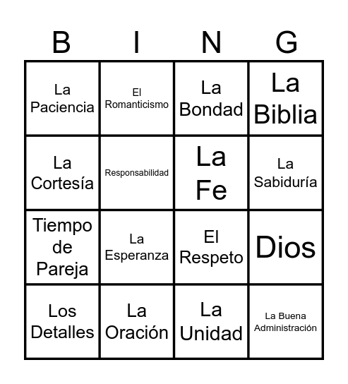 Amigos del Matrimonio Bingo Card