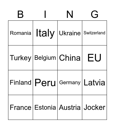 YARN TRAVELLING Bingo Card