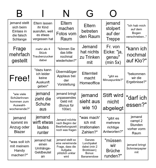 Bullshit-Bingo IQ Test Bingo Card
