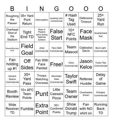 Superbowl 59 Bingo Card
