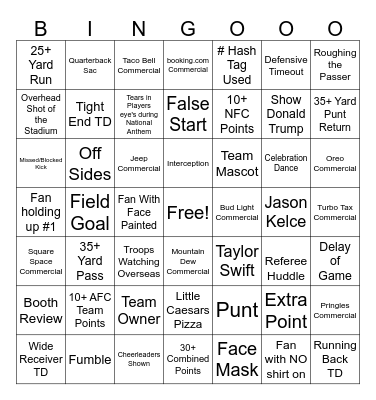 Superbowl 59 Bingo Card