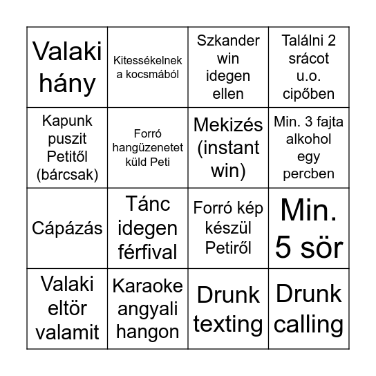 CSODÁS JÁTÉK PETINEK Bingo Card