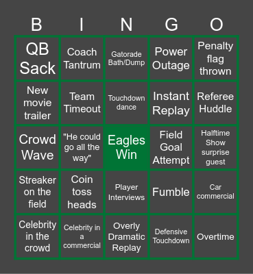 Superbowl! Bingo Card