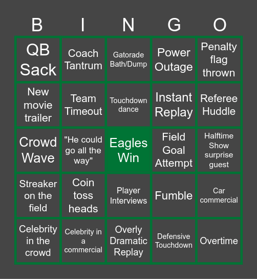 Superbowl! Bingo Card