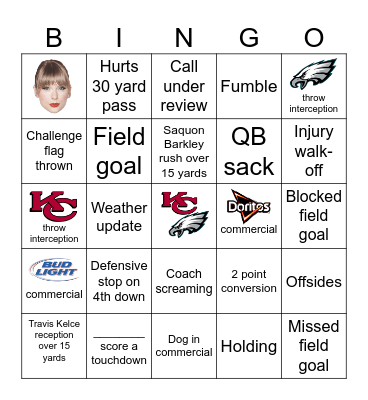 SUPERBOWL 2025 Bingo Card
