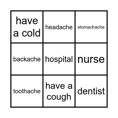 Health matters Bingo Card