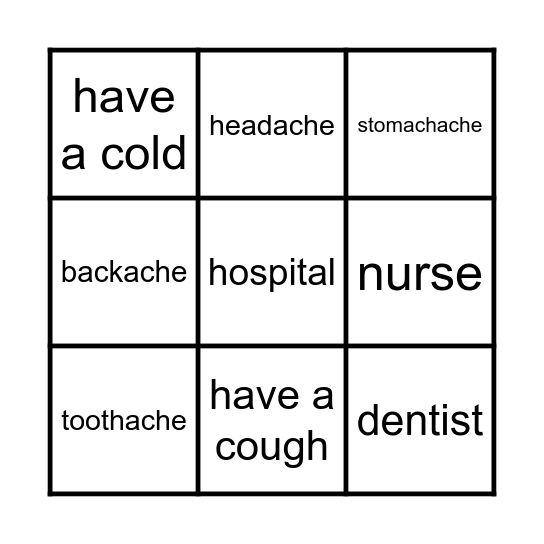 Health matters Bingo Card