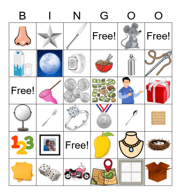 Mm and Nn Bingo Card