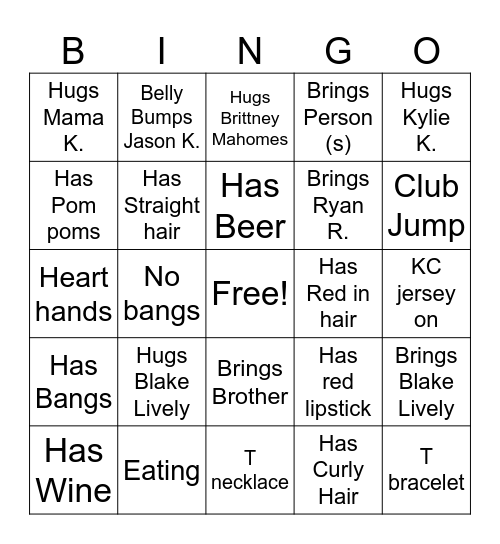 TAYLOR SWIFT BINGO Card