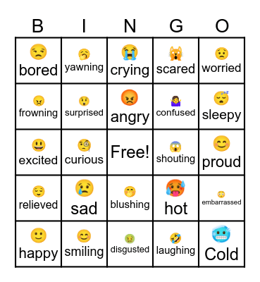 Feelings Bingo Card