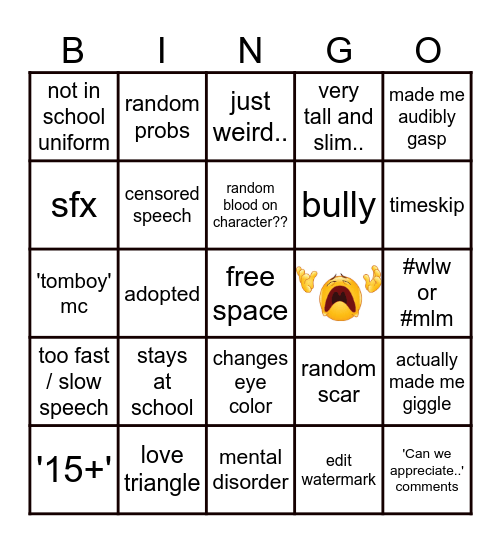 Gacha Cringe.. Bingo Card