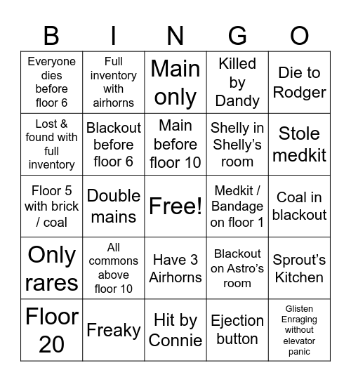 Dandy’s darts Bingo Card