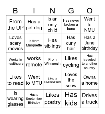 Singles Mixer Saturday Bingo Card