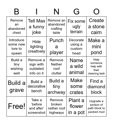 Spring Cleaning Bingo Card